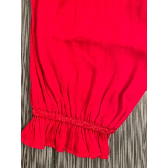 Nine West Women’s Long Sleeve Sweetheart Peplum Top Cupid Bow Red Large NWT - Picture 2 of 9